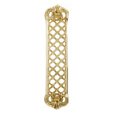 12 Inch Solid Brass Finger Push Plate: Trellis Lattice Work (Polished Brass Finish)