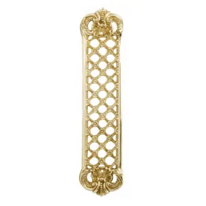 12 Inch Solid Brass Finger Push Plate: Trellis Lattice Work (Polished Brass Finish)