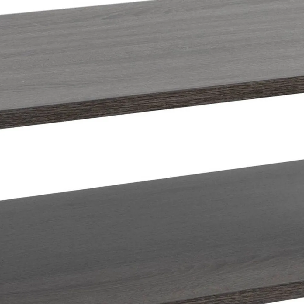 47 Inch Modern Coffee Table, Abstract Style, Open Shelf, Distressed Gray By Casagear Home
