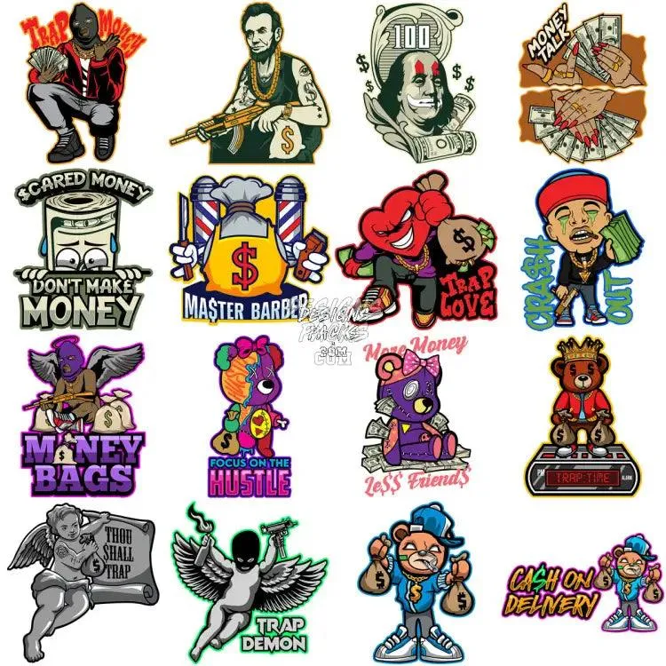70 Streetwear Mixed Designs Bundle PNG