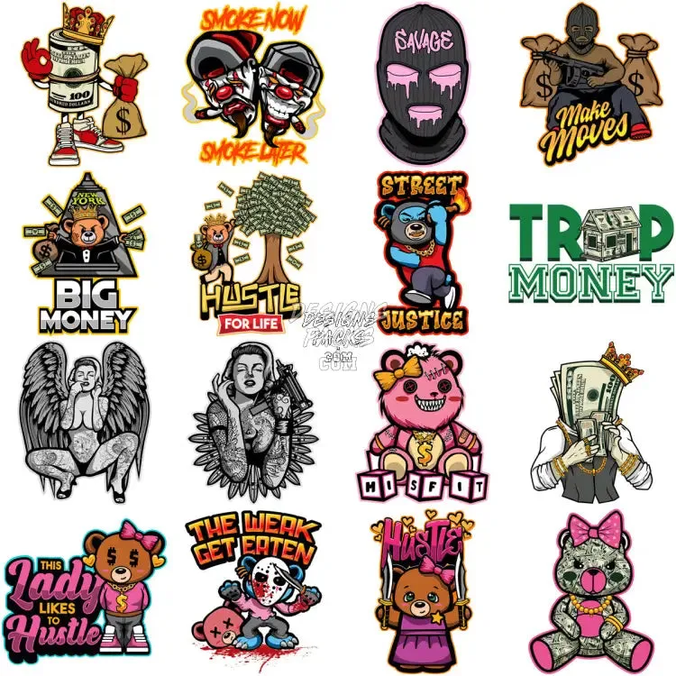 70 Streetwear Mixed Designs Bundle PNG