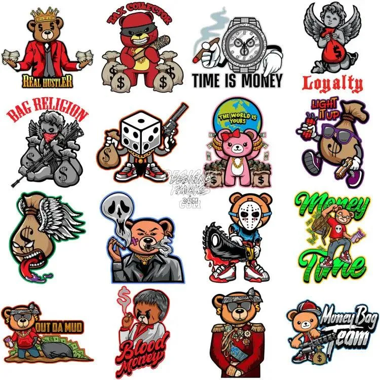 70 Streetwear Mixed Designs Bundle PNG