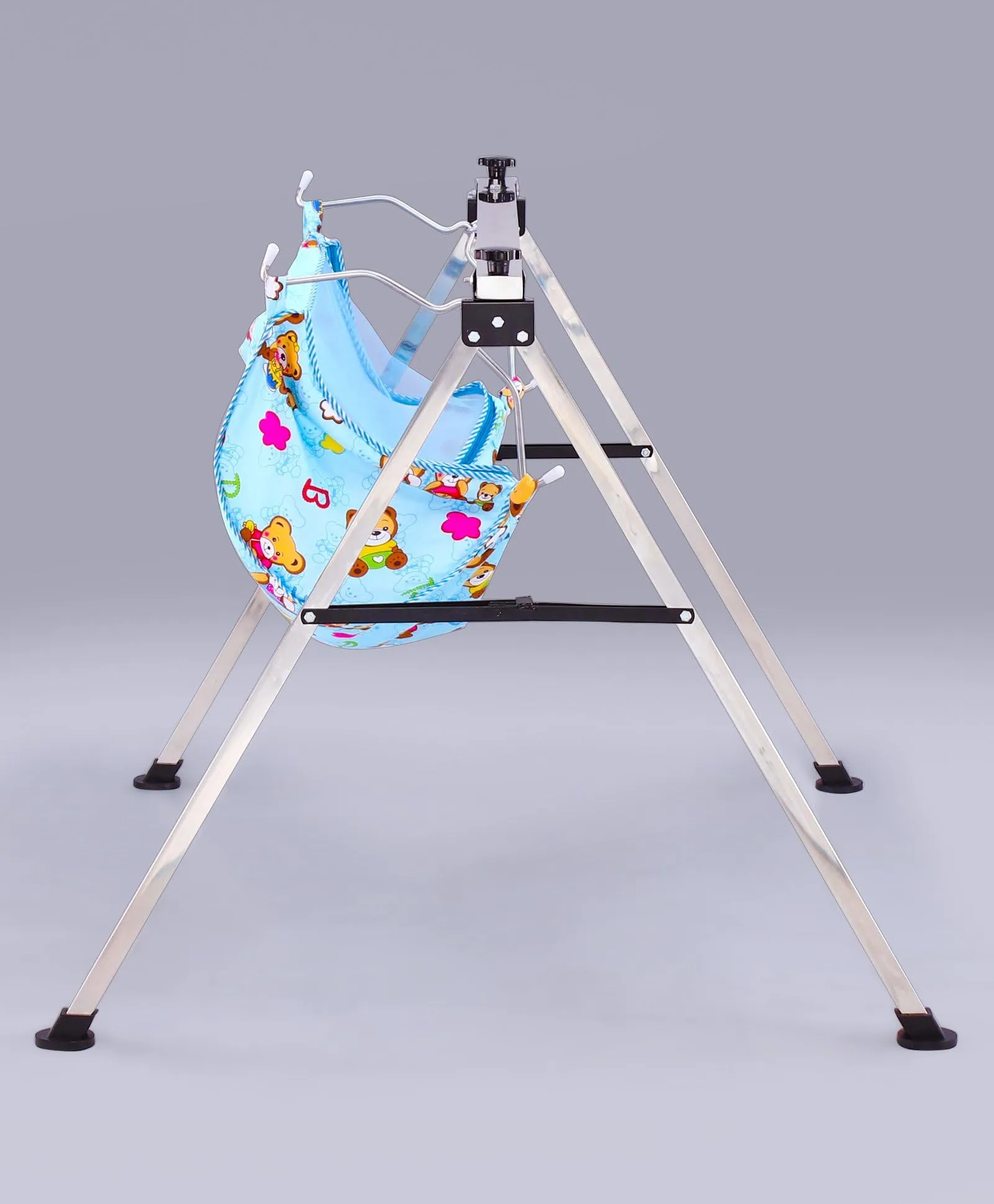 A TO Z HUB Baby Swing Cradle: Portable Folding Jhula/Ghodiyu/with Free Cotton Hammock - Create a Soothing Oasis for Your Precious Little One (Square Pipe Black)