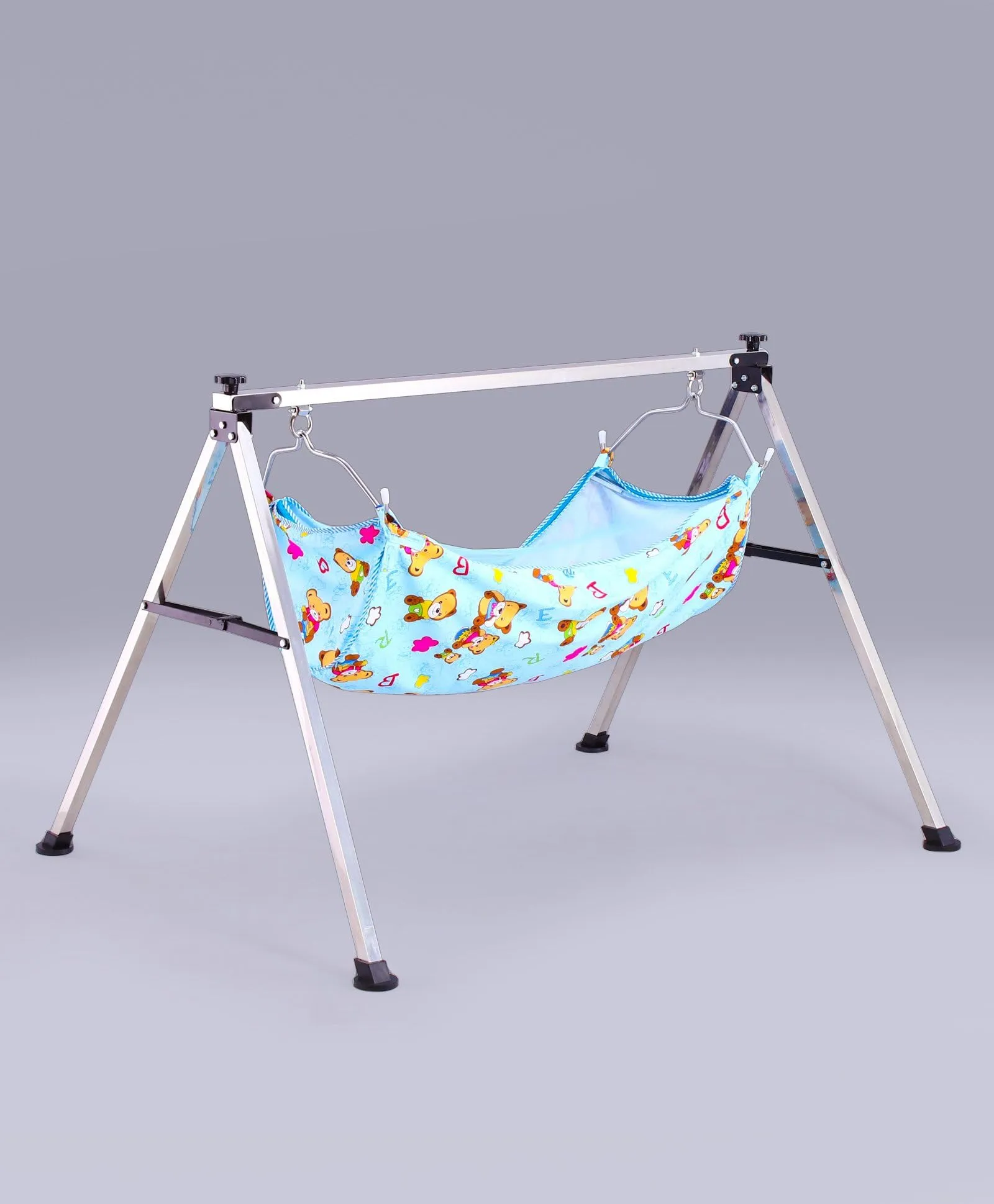 A TO Z HUB Baby Swing Cradle: Portable Folding Jhula/Ghodiyu/with Free Cotton Hammock - Create a Soothing Oasis for Your Precious Little One (Square Pipe Black)