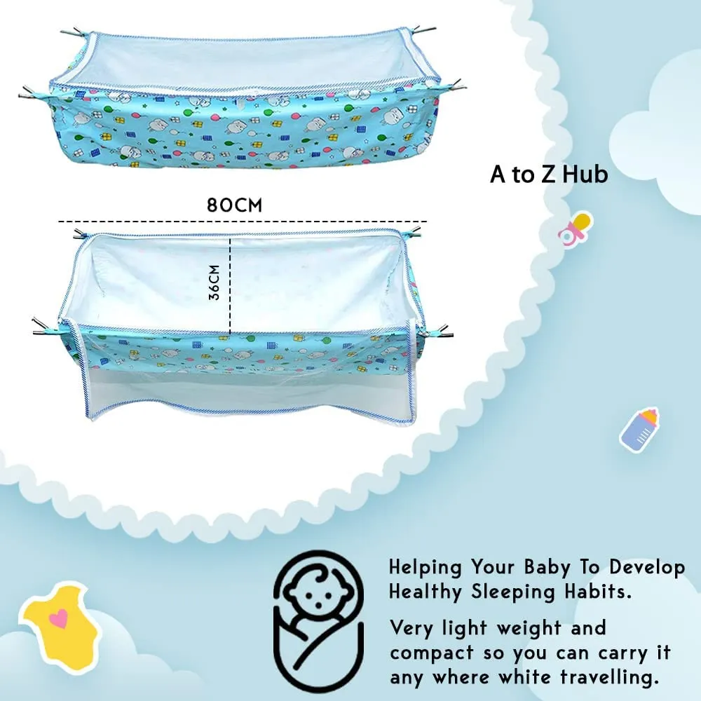 A TO Z HUB Baby Swing Cradle: Portable Folding Jhula/Ghodiyu/with Free Cotton Hammock - Create a Soothing Oasis for Your Precious Little One (Square Pipe Black)