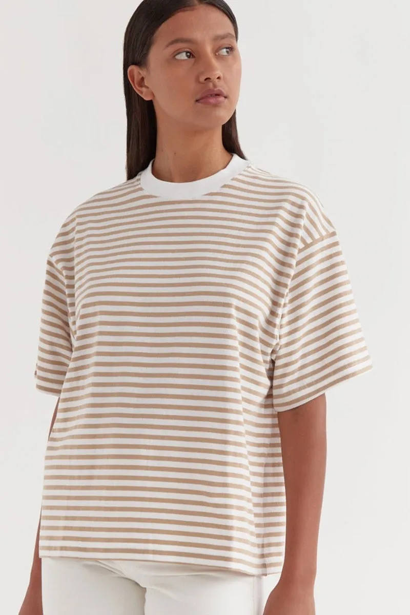 Assembly Label - Oversized Tee - Almond Stripe