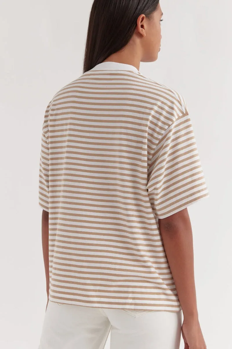 Assembly Label - Oversized Tee - Almond Stripe