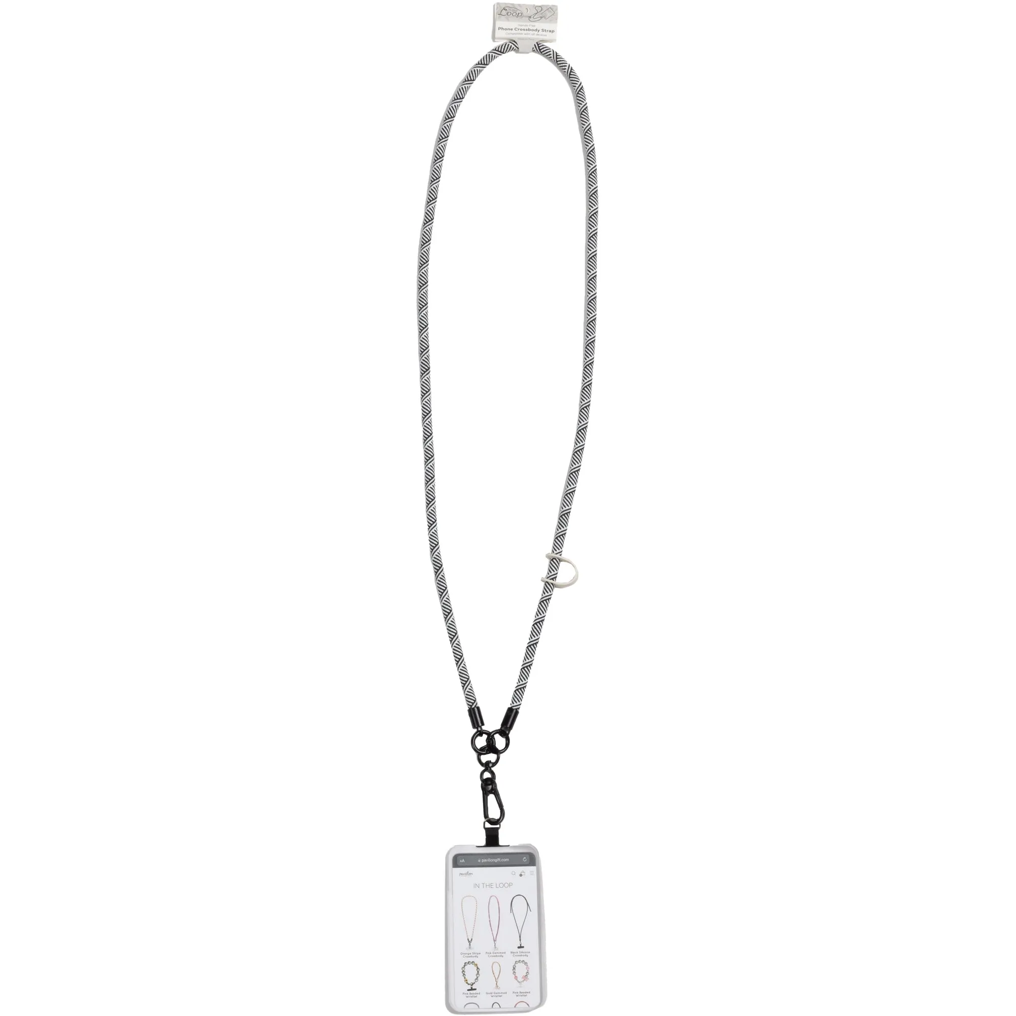 Black Stripe Soft Nylon Crossbody Phone Lanyard