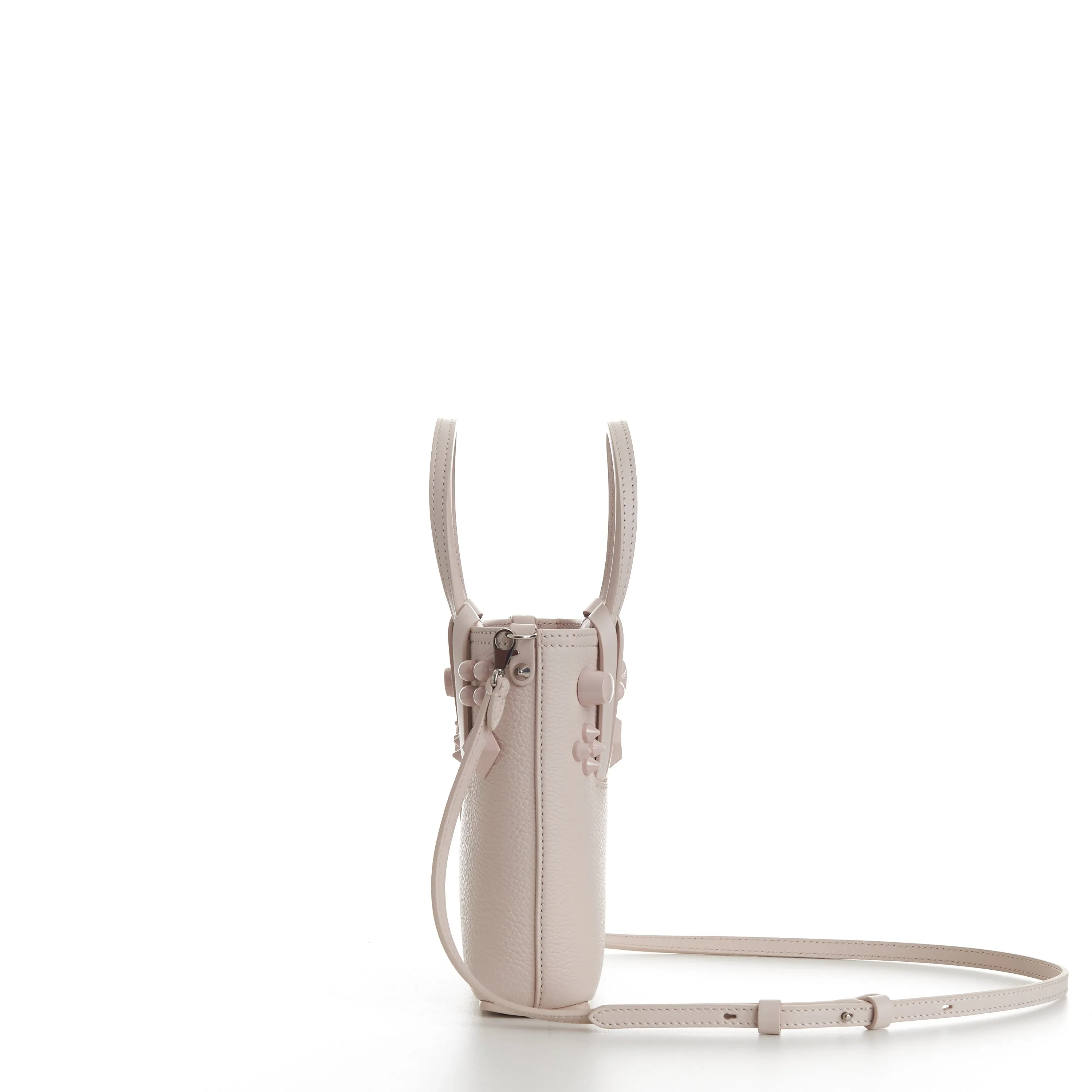 Cabata N/S Mini Bag - Milk White Leather, Tonal Spikes