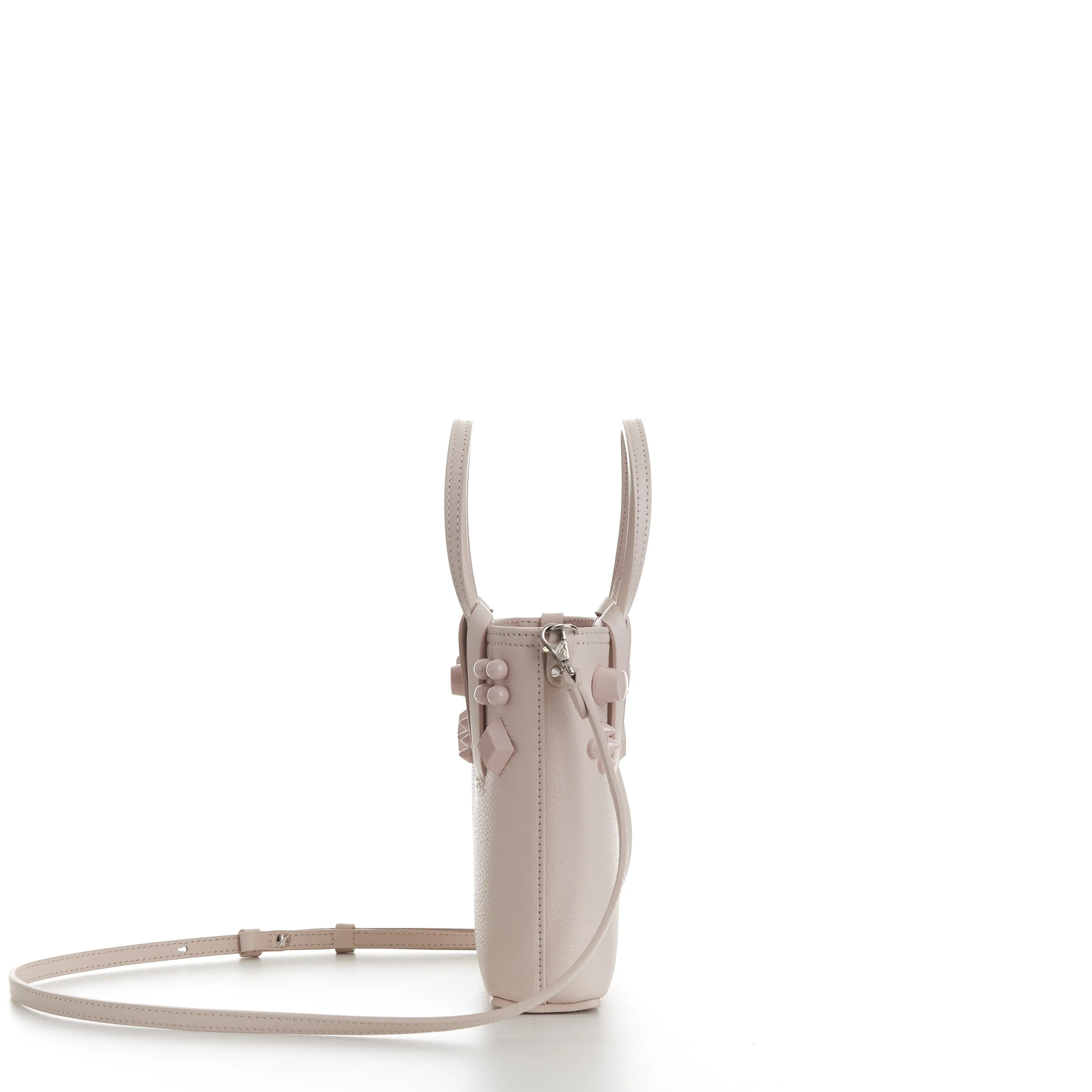 Cabata N/S Mini Bag - Milk White Leather, Tonal Spikes
