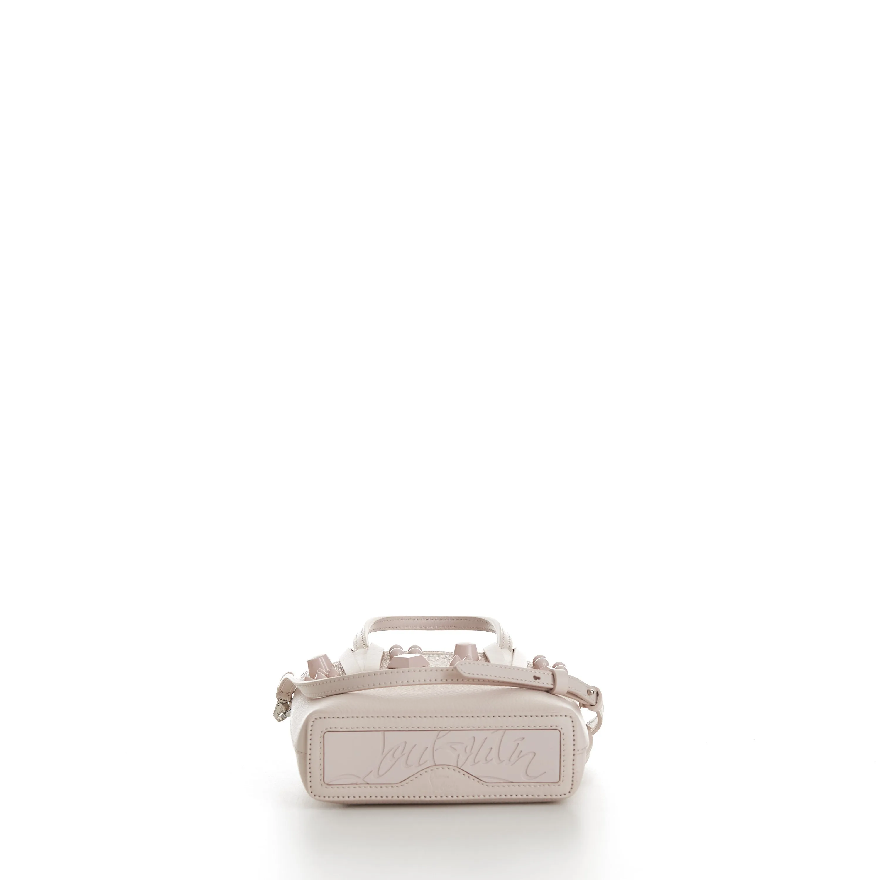 Cabata N/S Mini Bag - Milk White Leather, Tonal Spikes