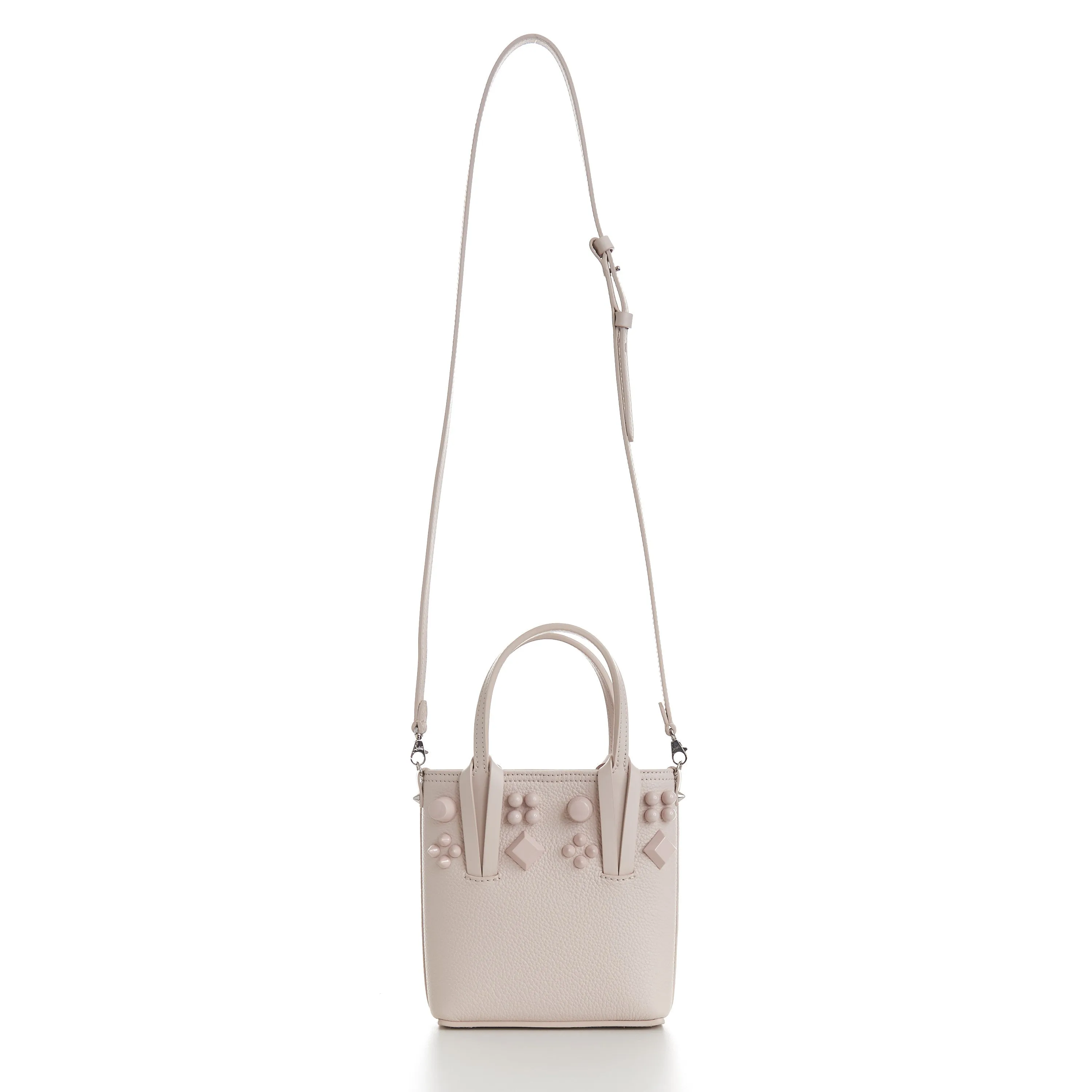 Cabata N/S Mini Bag - Milk White Leather, Tonal Spikes