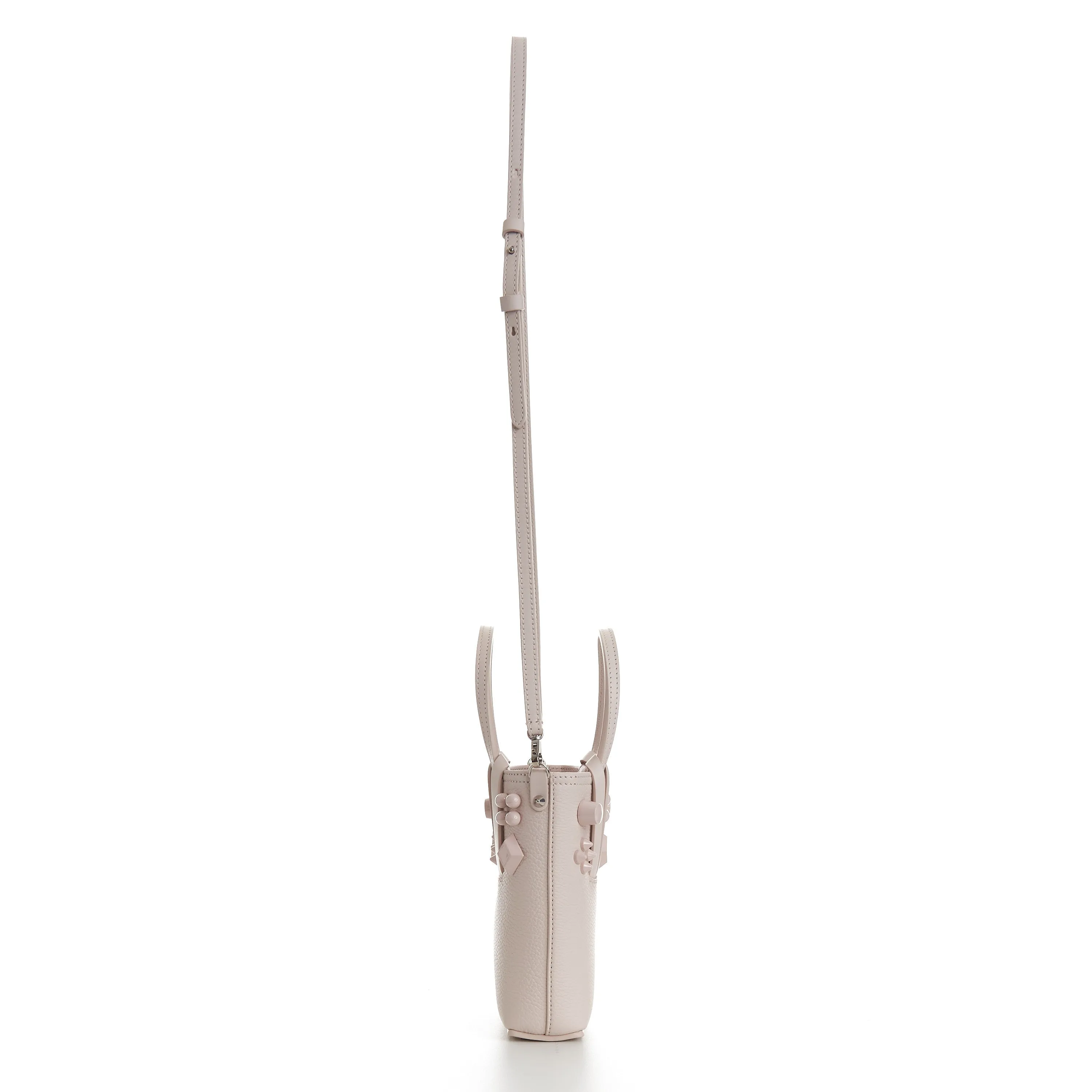 Cabata N/S Mini Bag - Milk White Leather, Tonal Spikes
