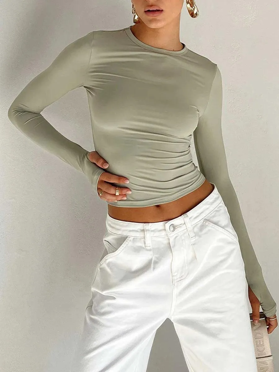 Chic Thumb Hole Crop Top: Stylish Must-Have for Women