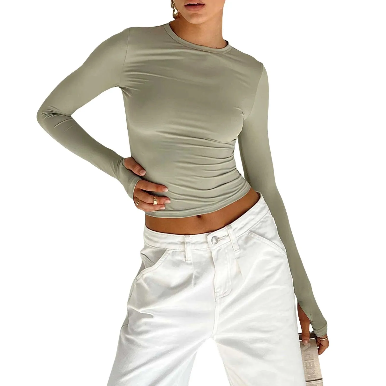 Chic Thumb Hole Crop Top: Stylish Must-Have for Women