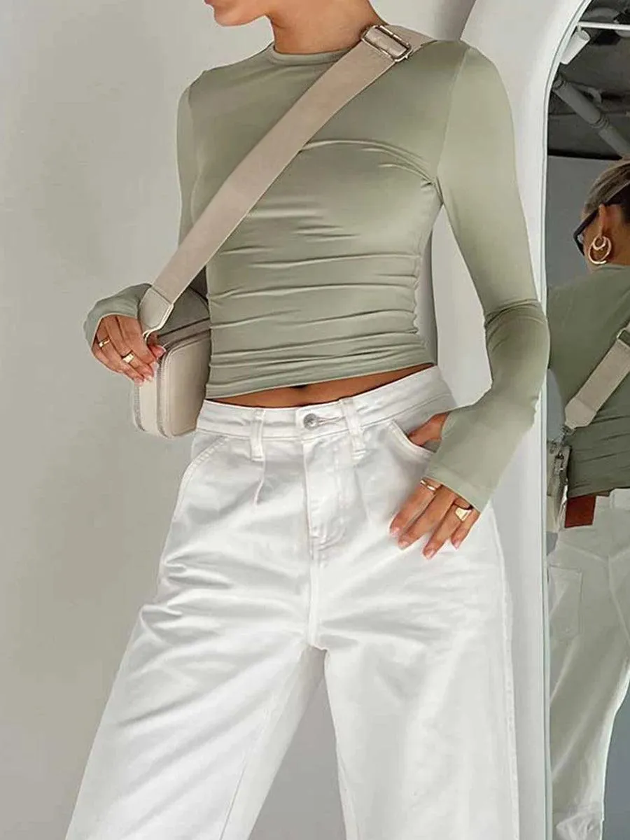 Chic Thumb Hole Crop Top: Stylish Must-Have for Women