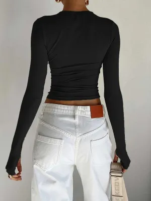 Chic Thumb Hole Crop Top: Stylish Must-Have for Women