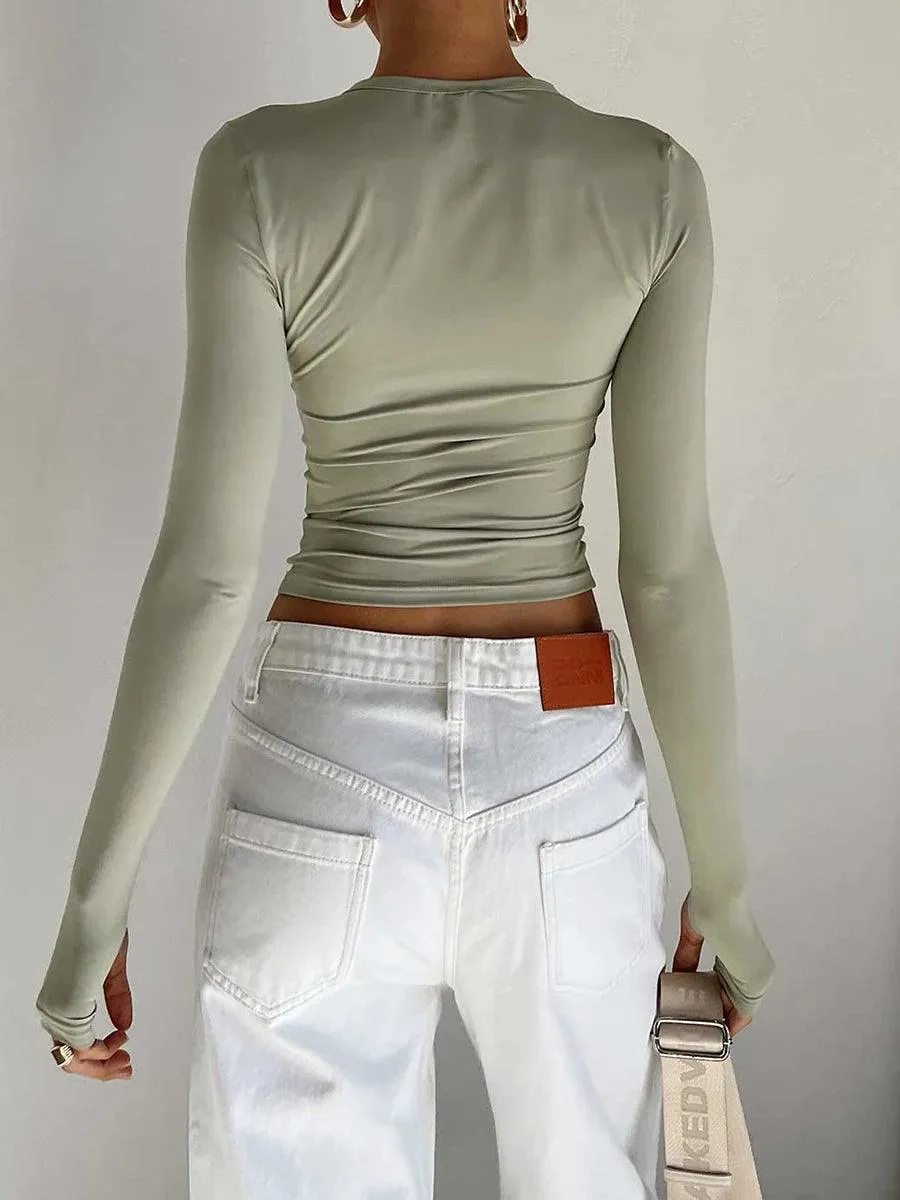Chic Thumb Hole Crop Top: Stylish Must-Have for Women
