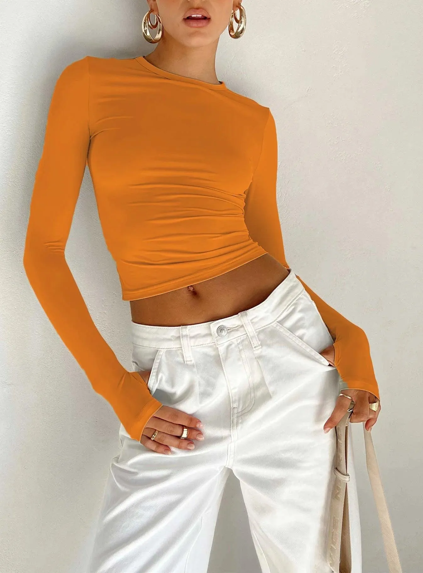 Chic Thumb Hole Crop Top: Stylish Must-Have for Women