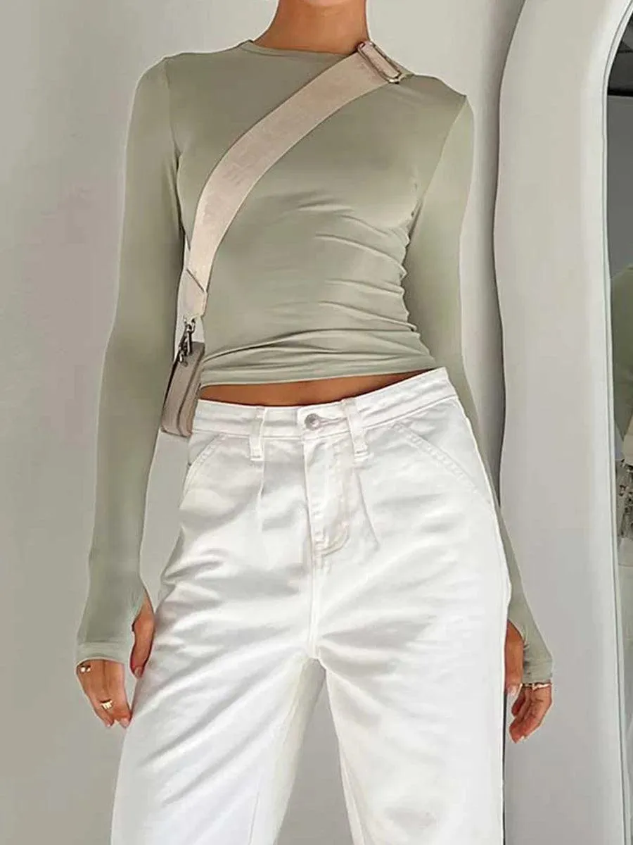 Chic Thumb Hole Crop Top: Stylish Must-Have for Women