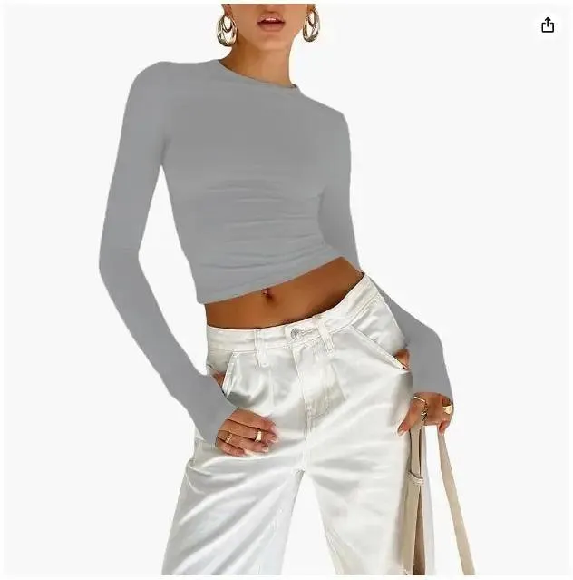 Chic Thumb Hole Crop Top: Stylish Must-Have for Women