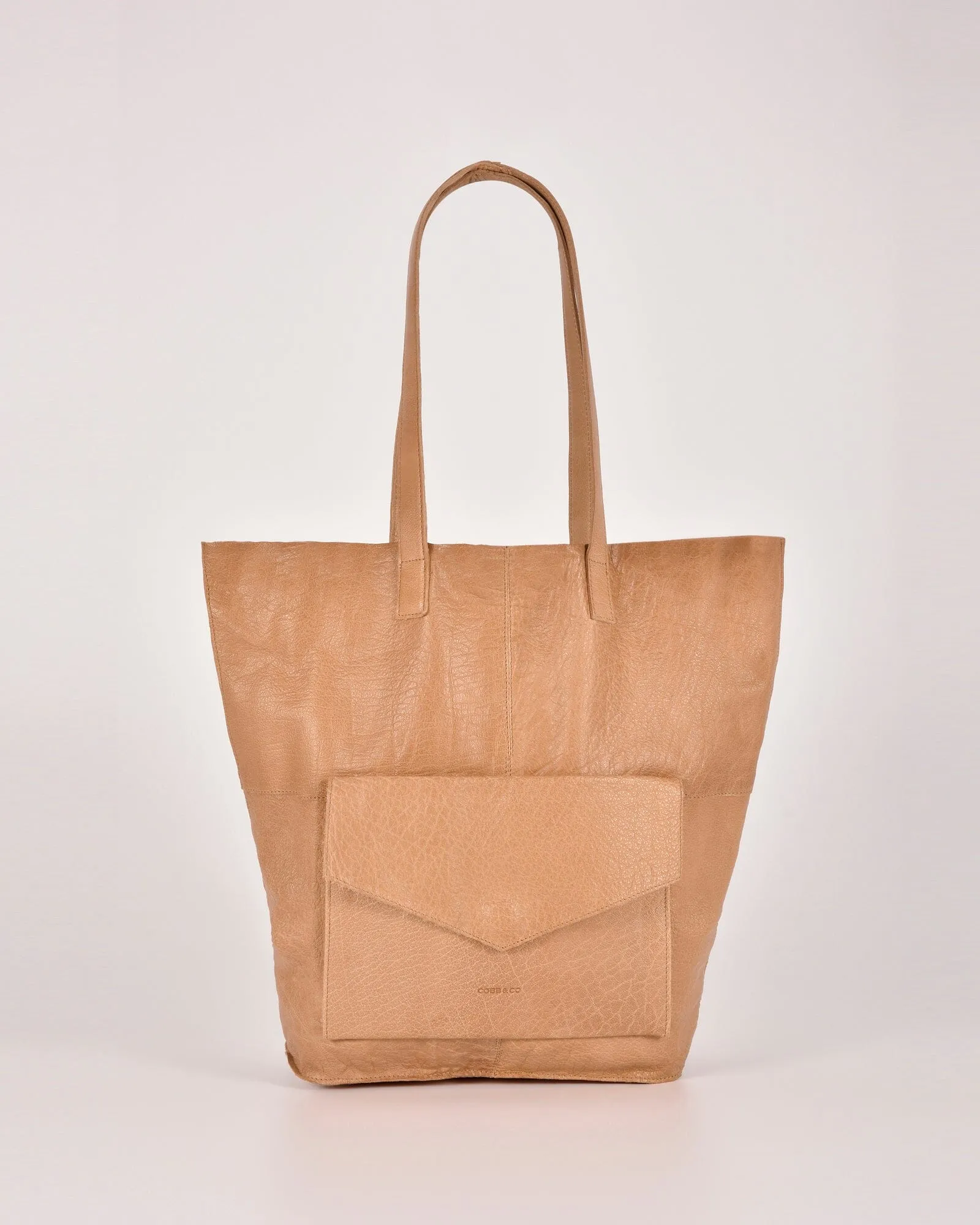 COBB & CO Hotham Leather Tote with front flap pocket
