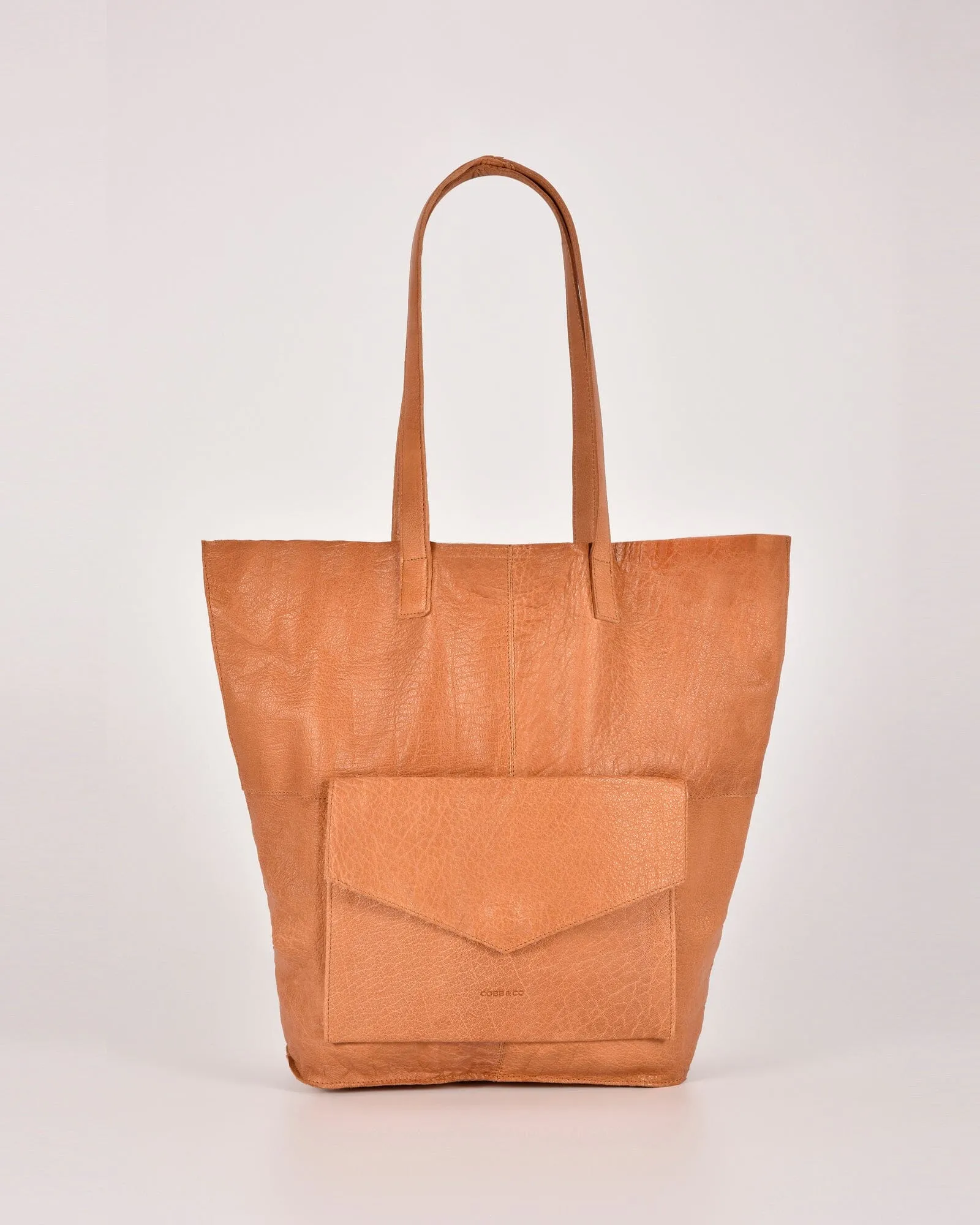 COBB & CO Hotham Leather Tote with front flap pocket