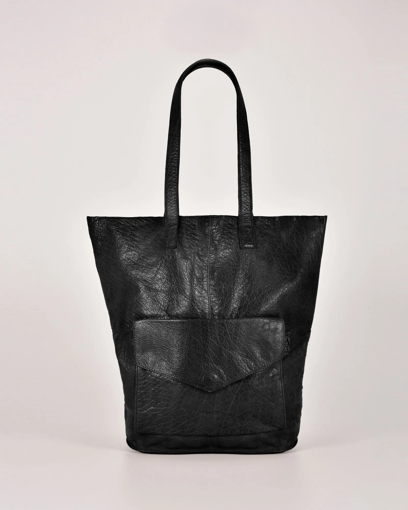 COBB & CO Hotham Leather Tote with front flap pocket