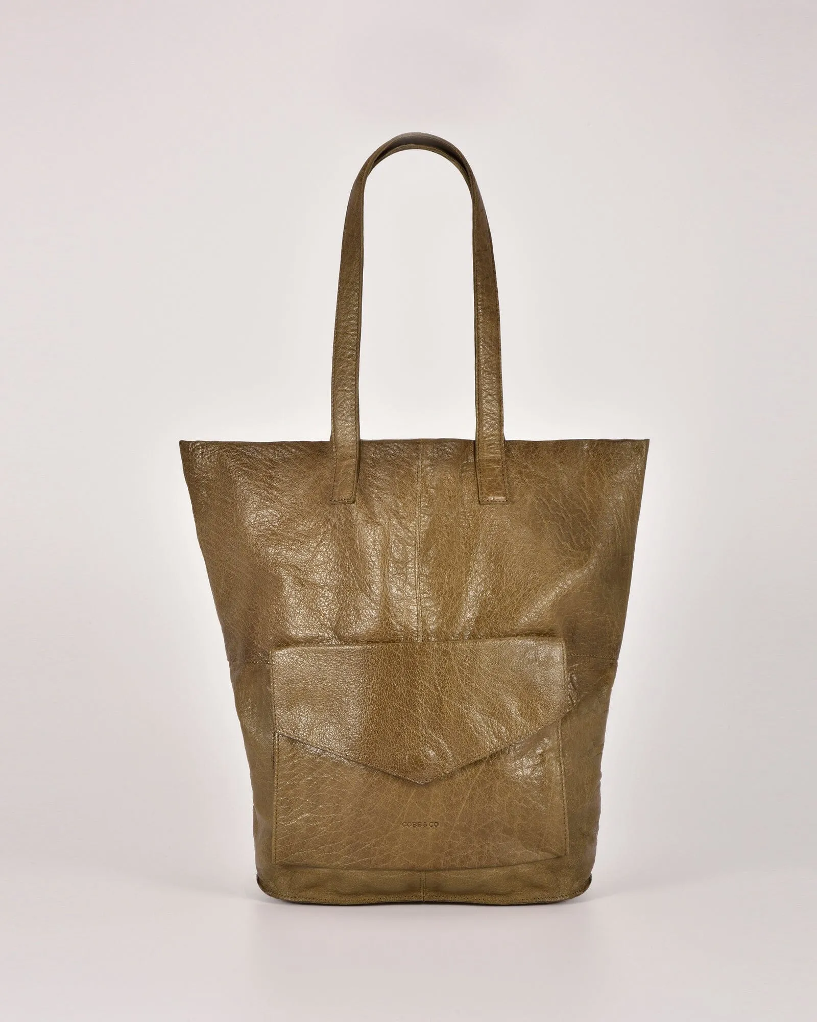 COBB & CO Hotham Leather Tote with front flap pocket