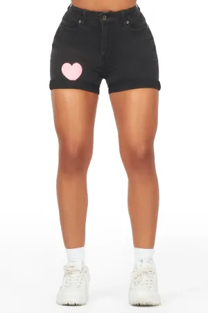 Corina Black Denim Short