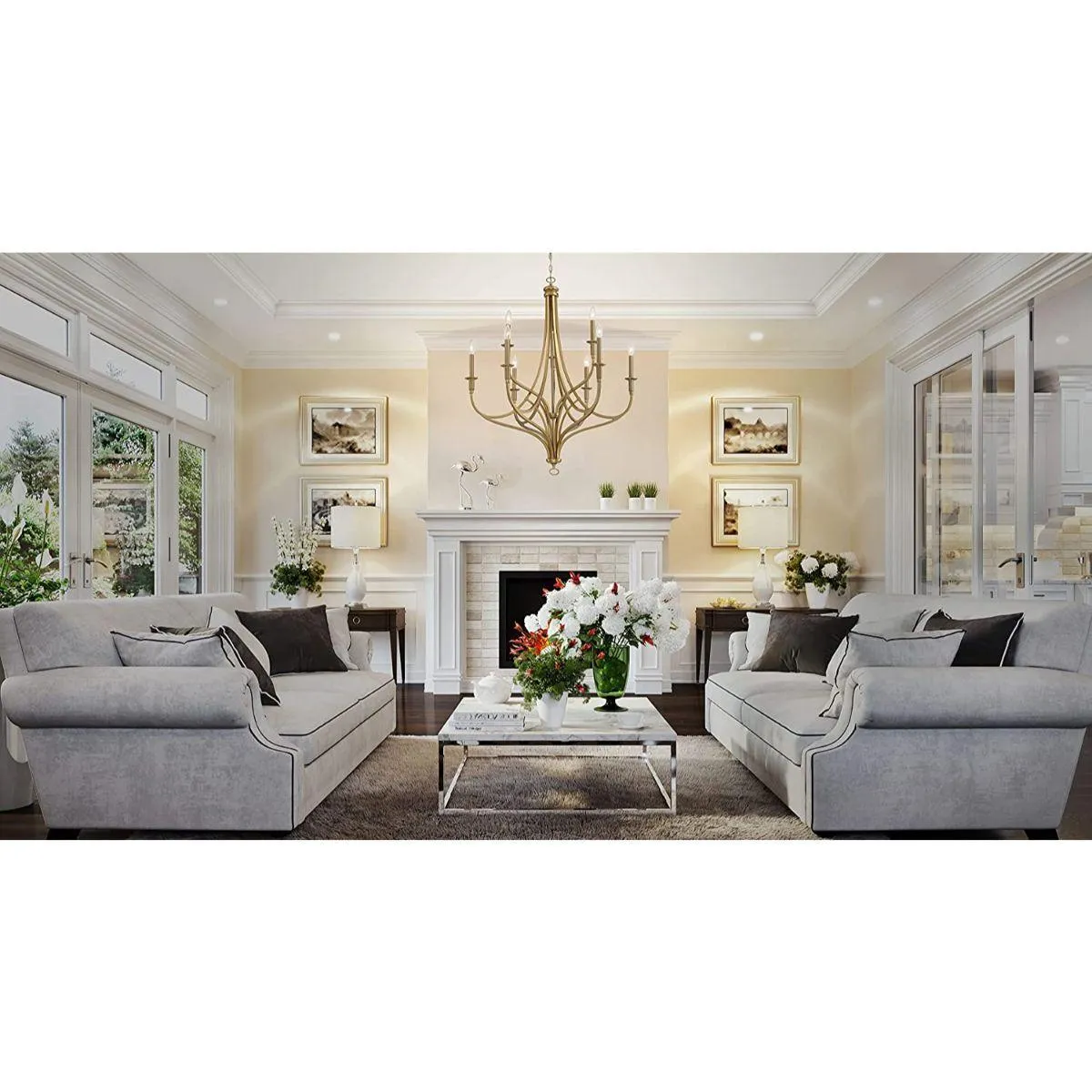 Covent Park 40 In. 6 Lights Chandelier Gold Finish