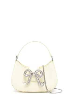 Cream Leather Crescent Bow Bag