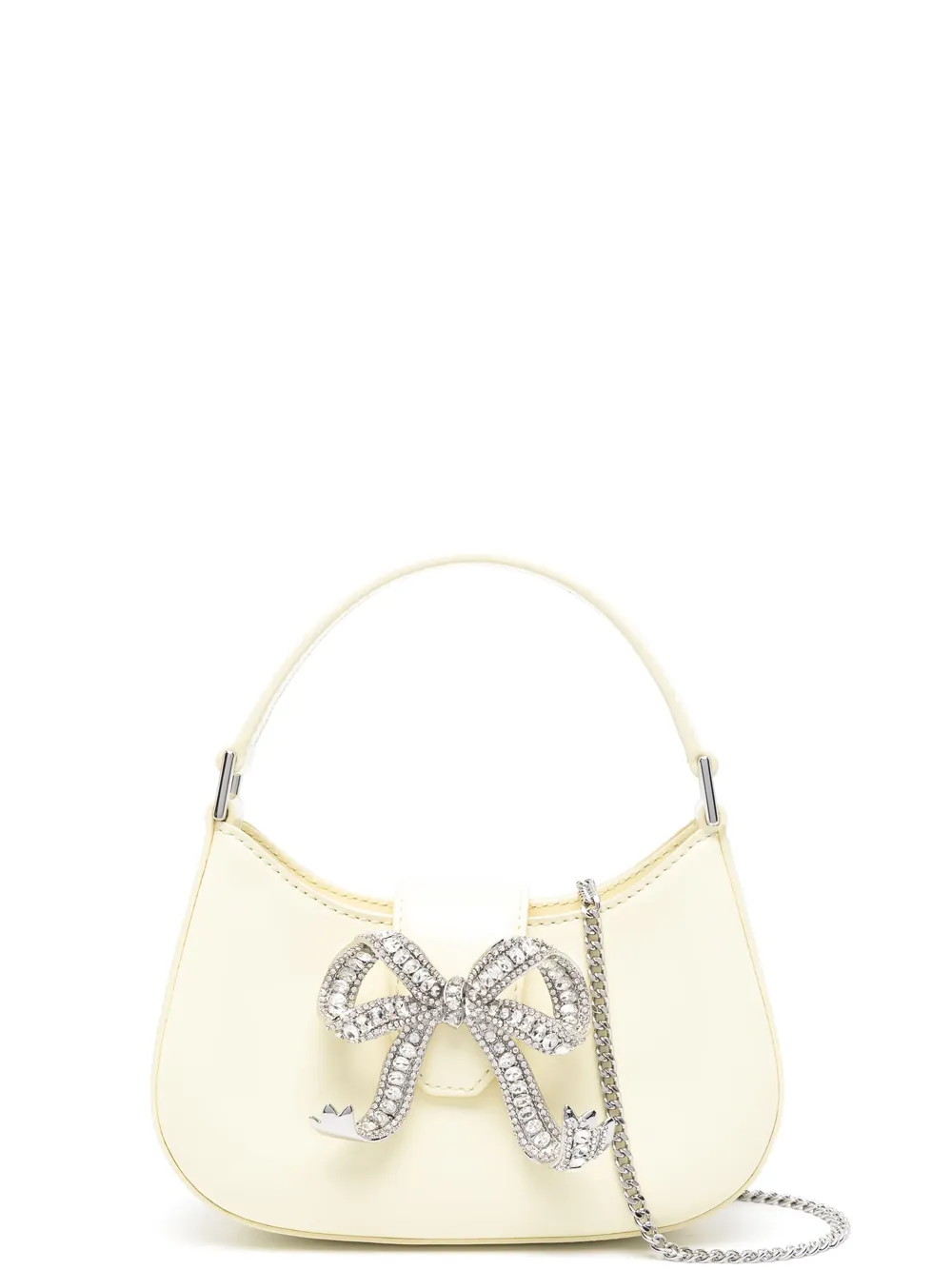 Cream Leather Crescent Bow Bag