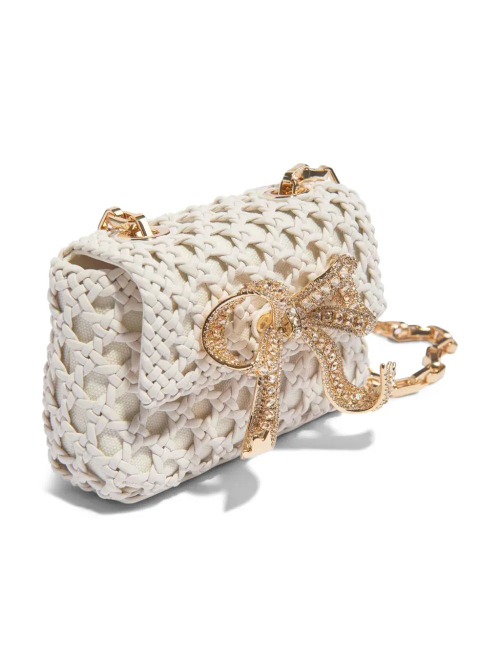 Cream Woven Leather Micro Bag