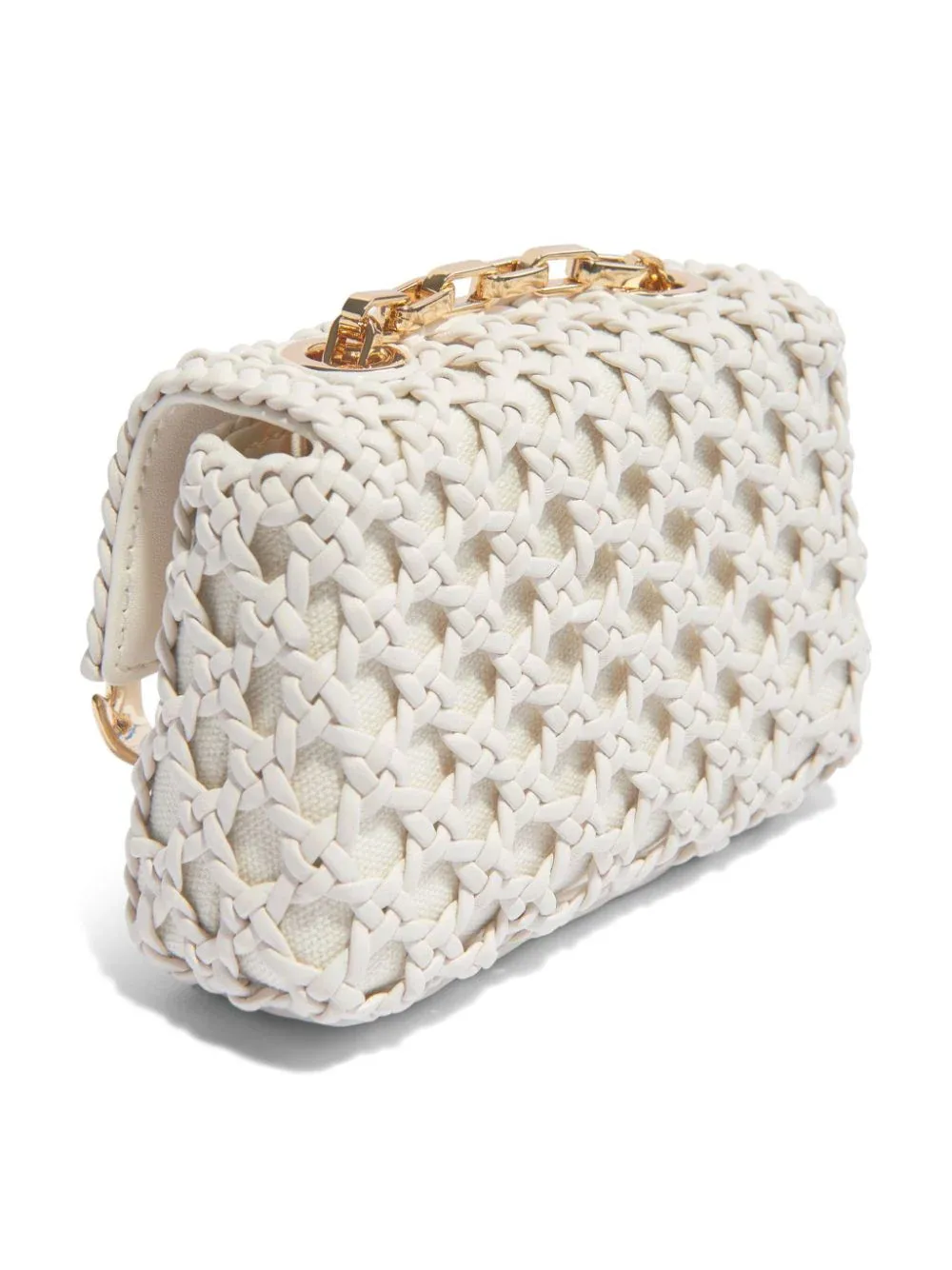 Cream Woven Leather Micro Bag