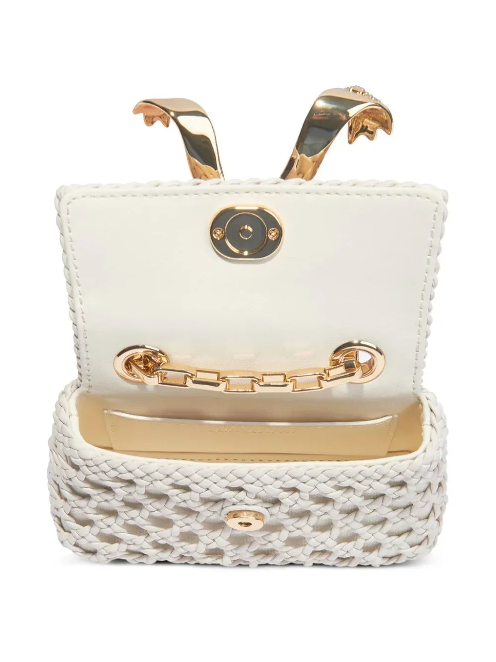 Cream Woven Leather Micro Bag