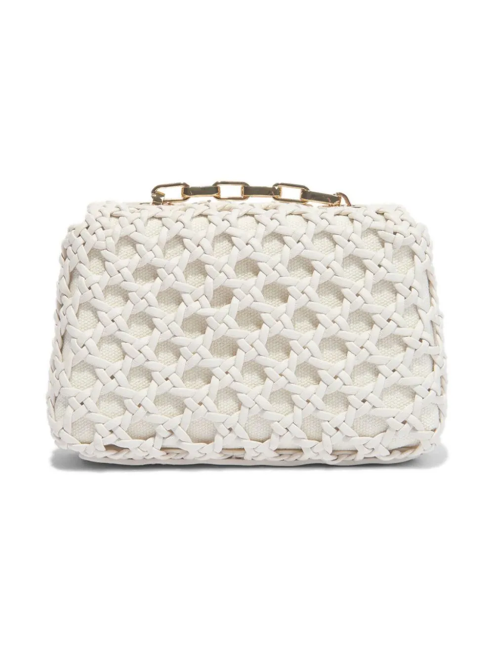 Cream Woven Leather Micro Bag