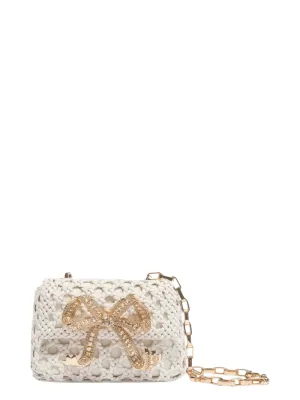 Cream Woven Leather Micro Bag