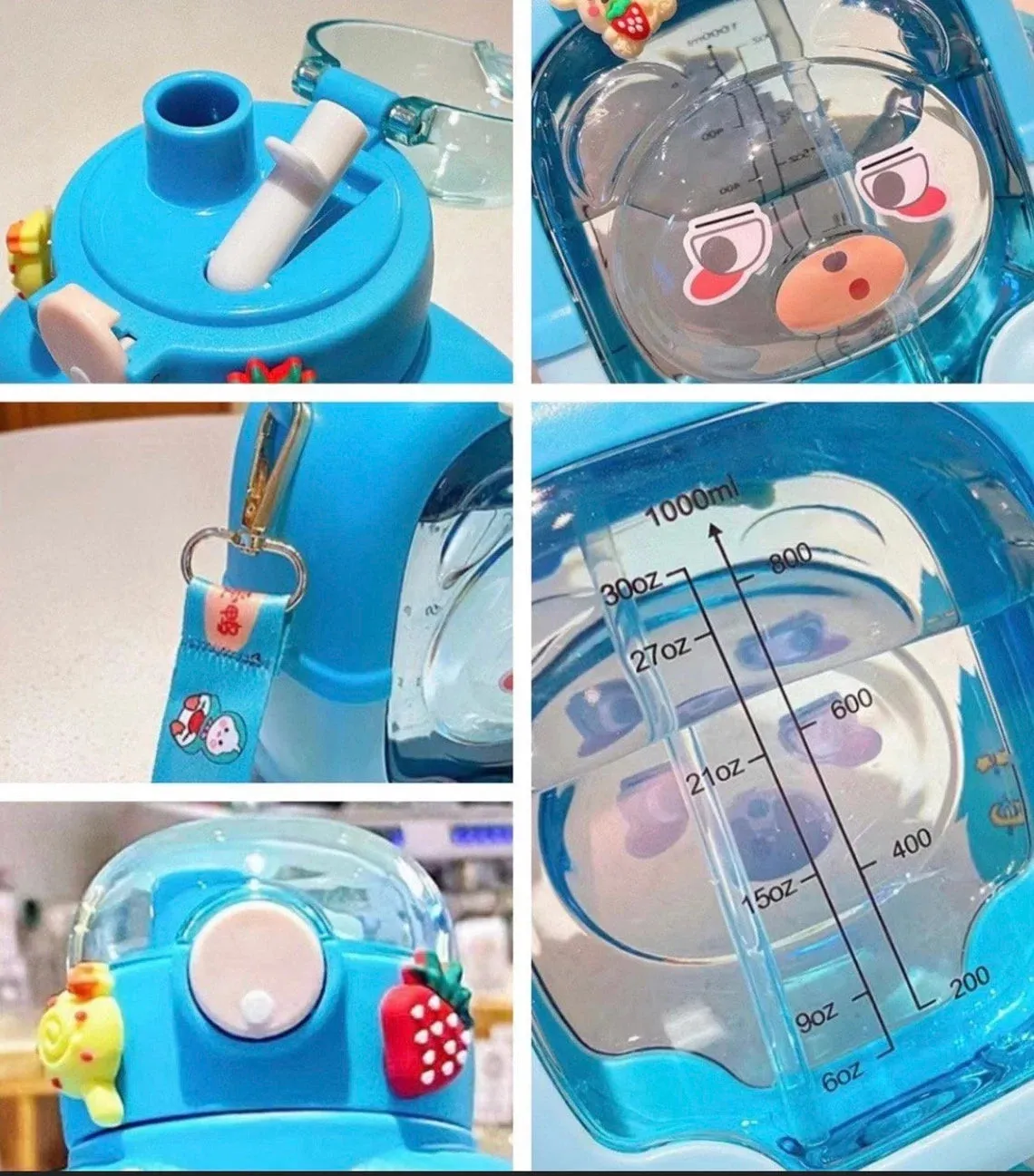 Cute Bear Water Bottle for Kids 1000ml