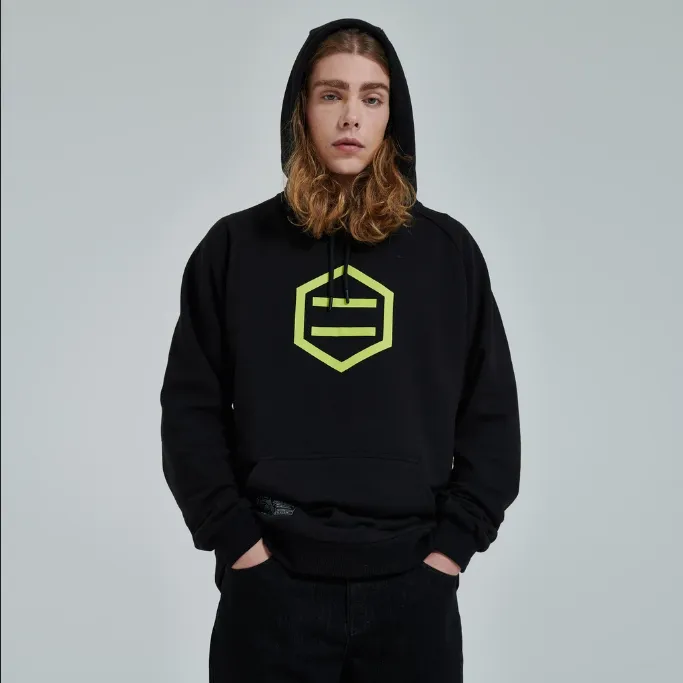 Dolly Noire Felpa con Cappuccio Hexagon Logo DLYNR SW068-SA-03 nero-giallo