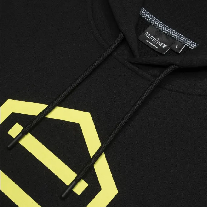 Dolly Noire Felpa con Cappuccio Hexagon Logo DLYNR SW068-SA-03 nero-giallo