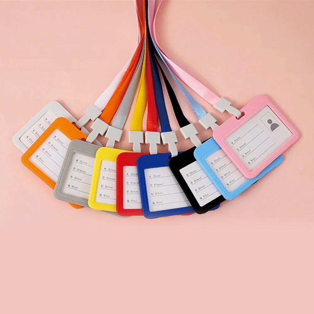 Double-sided transparent work permit student ID card holder   lanyard horizontal style vertical style ID card holder necessary for office commuting students