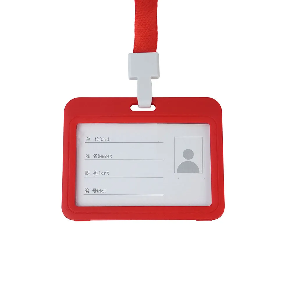 Double-sided transparent work permit student ID card holder   lanyard horizontal style vertical style ID card holder necessary for office commuting students
