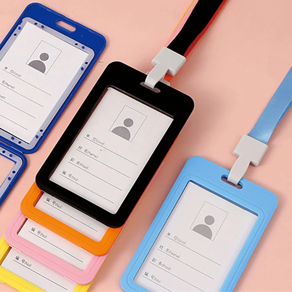 Double-sided transparent work permit student ID card holder   lanyard horizontal style vertical style ID card holder necessary for office commuting students