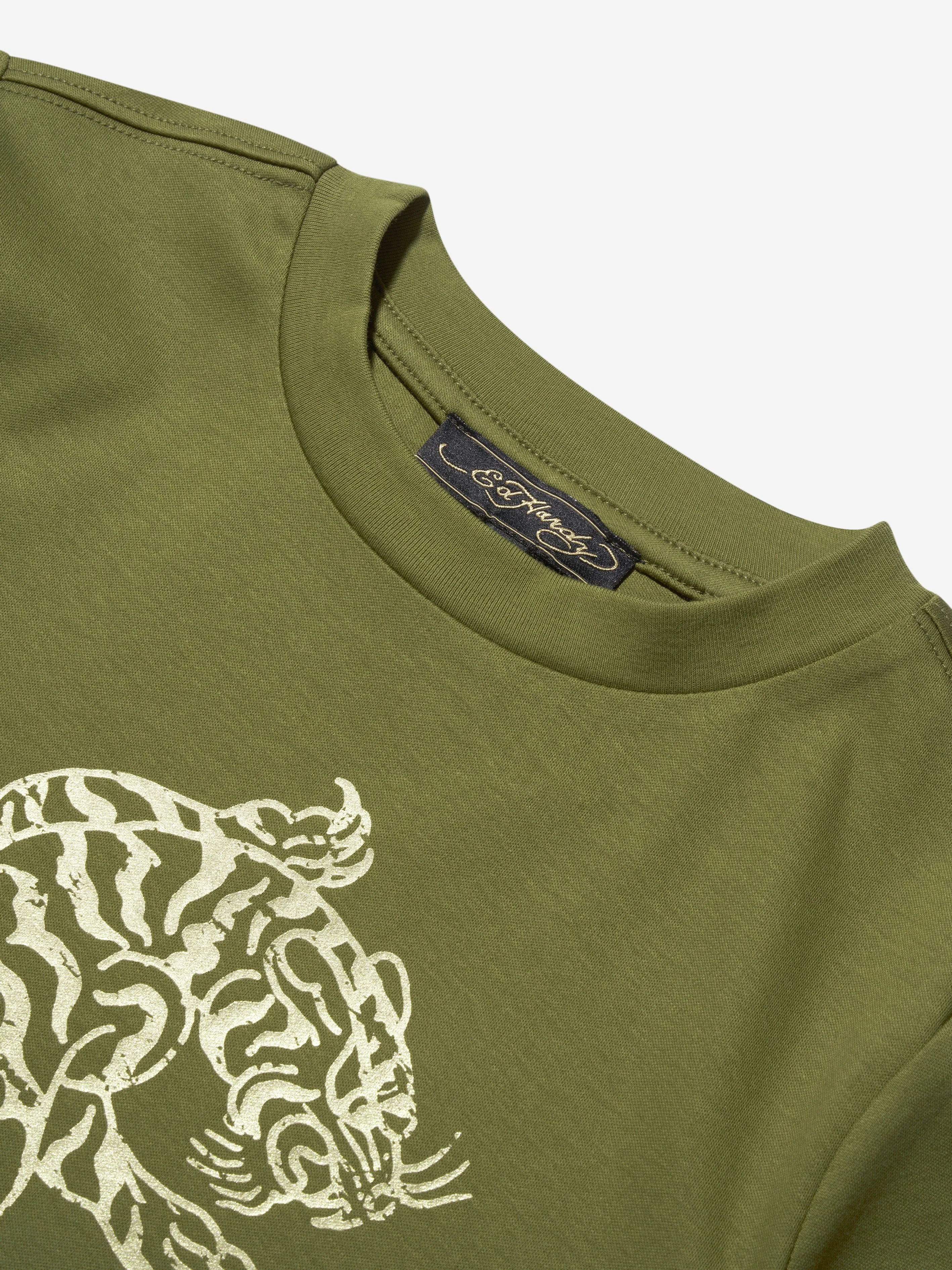 ED Hardy Boys Tiger T-Shirt in Green