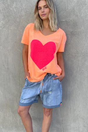 Hammill & Co - Oversized V Neck Tee - Orange/Pink