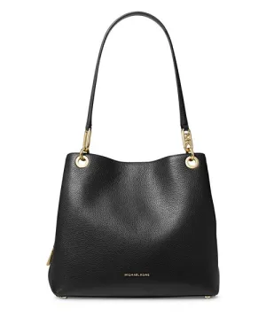 Large Kensington Michael Kors Leather Crossbody Bag in Black