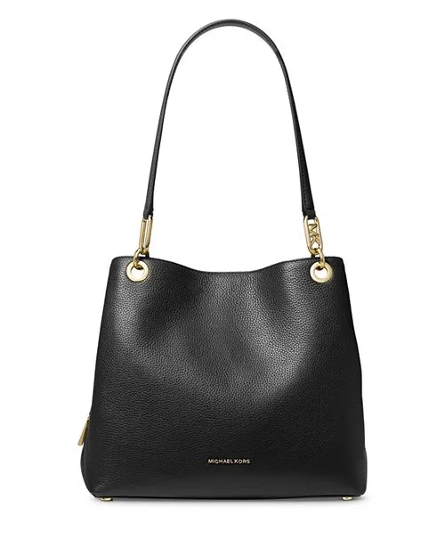 Large Kensington Michael Kors Leather Crossbody Bag in Black