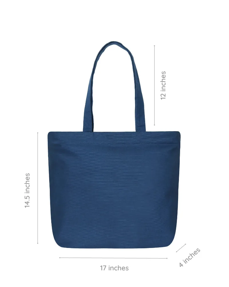 Large Zipper Tote Bag - Happy Flowers