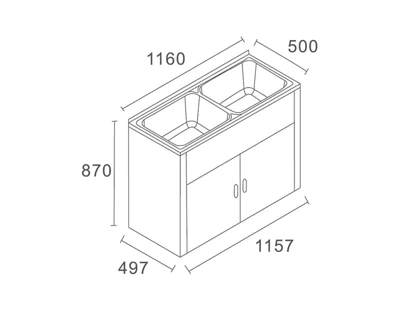 LAVASSA Double Bowl 2x45L Laundry Trough & Cabinet